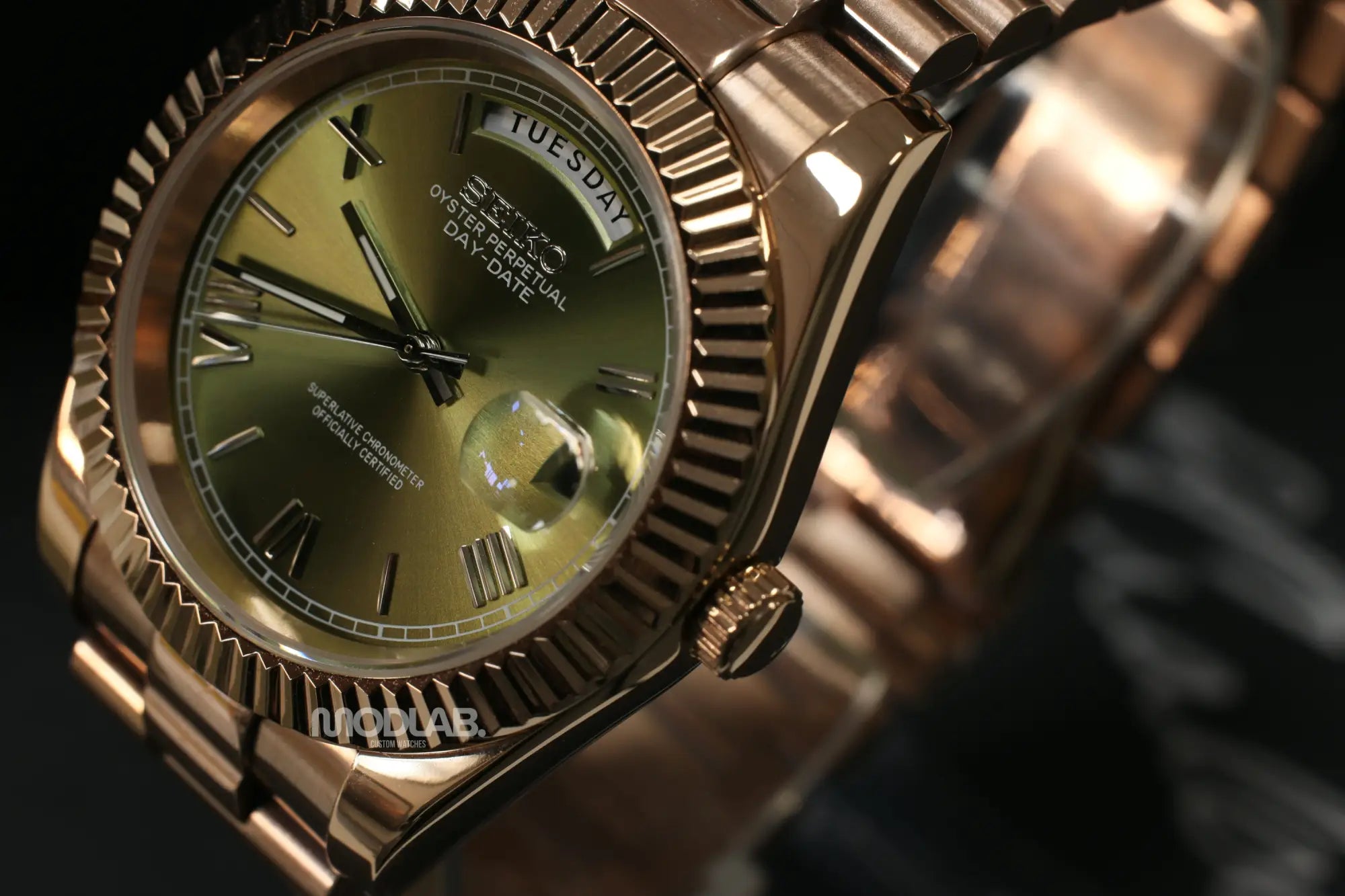 Seikojust | Daydate Rose Gold Olive Green - Datejust