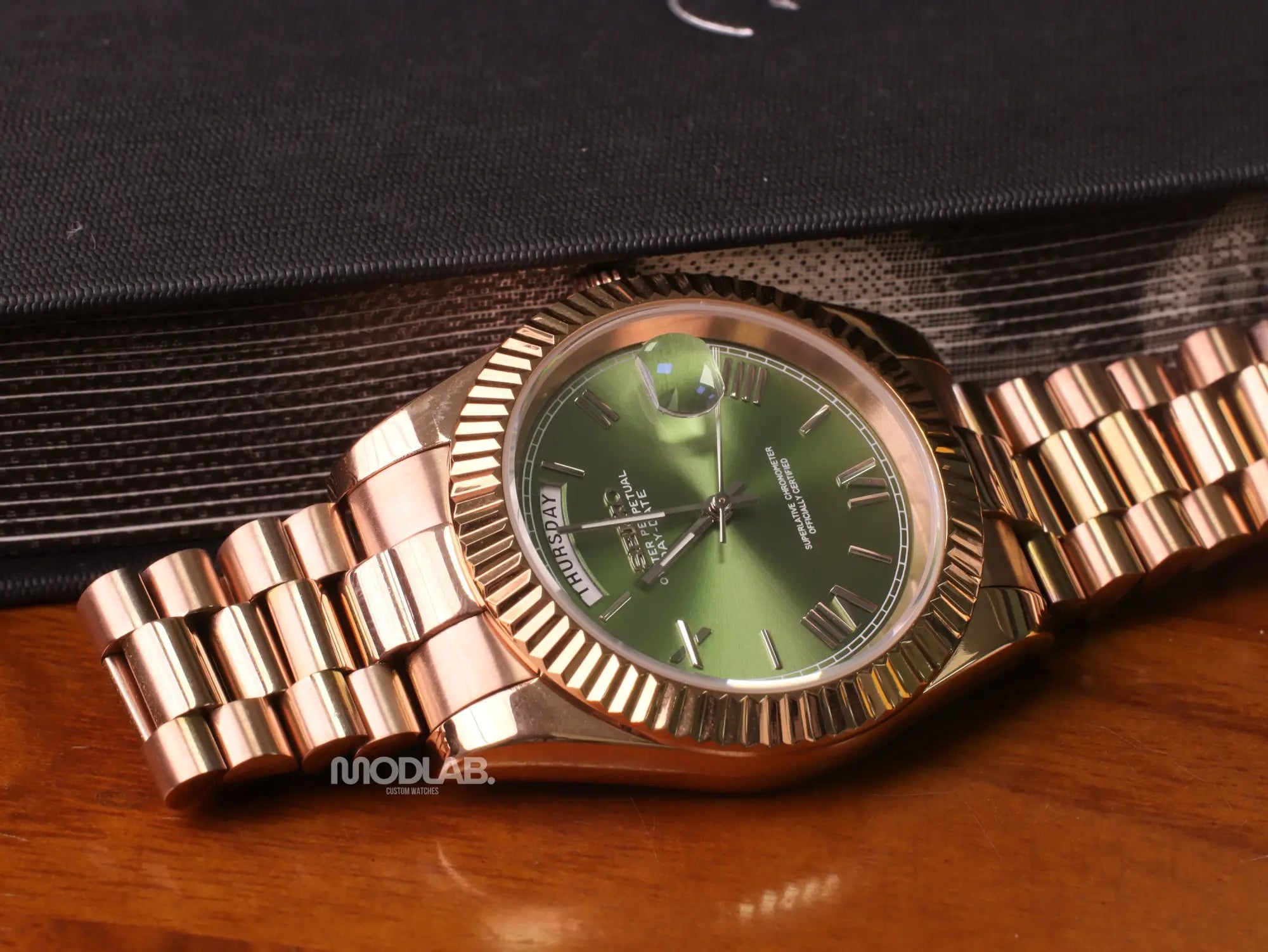 Seikojust | Daydate Rose Gold Olive Green - Datejust
