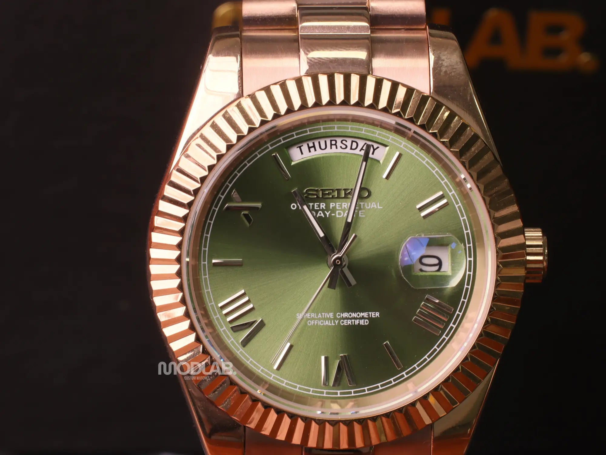 Seikojust | Daydate Rose Gold Olive Green - Datejust