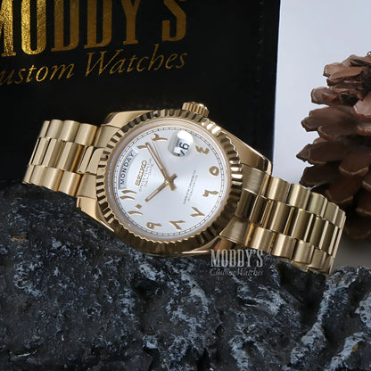 Seikojust | Daydate Yellow Gold - White Arabic