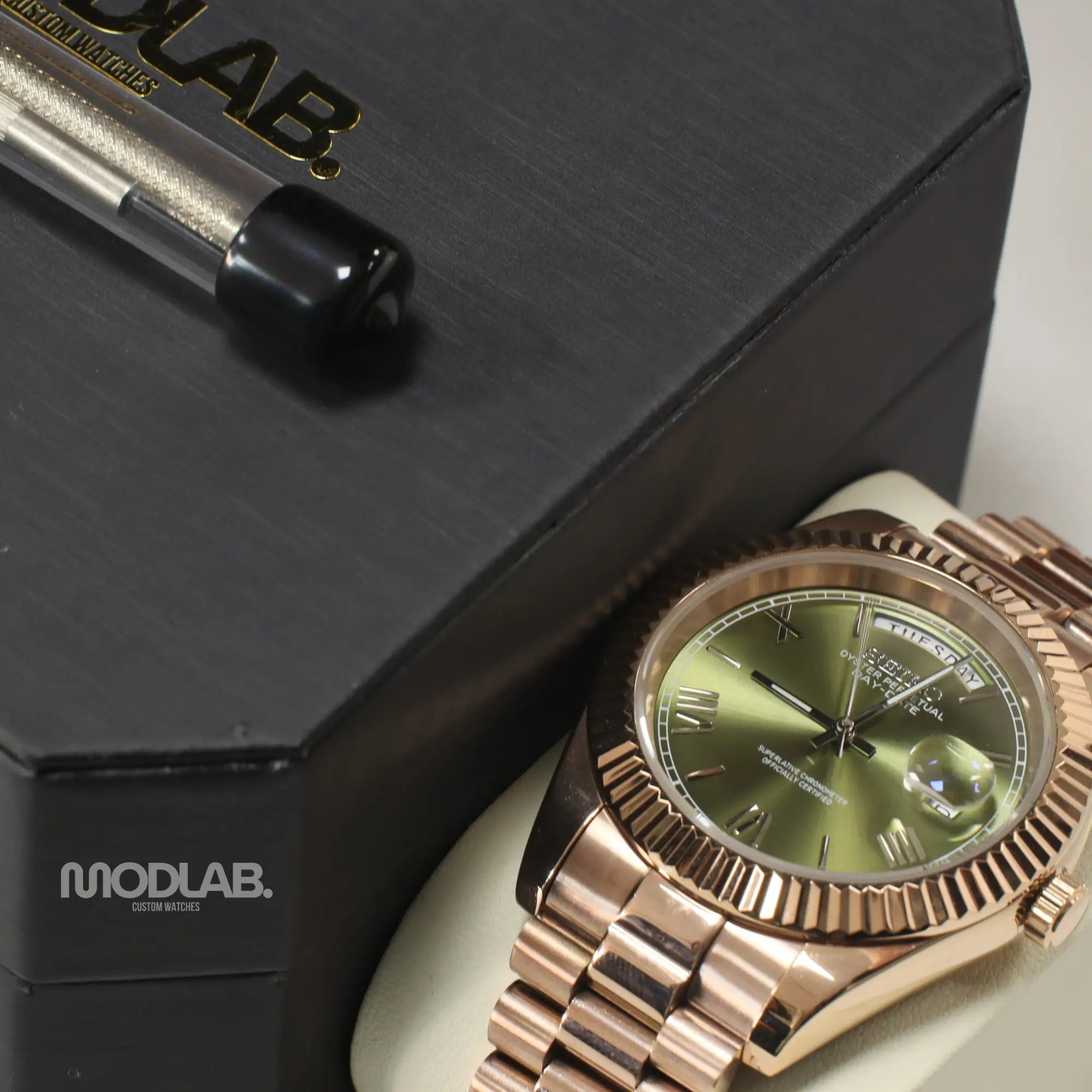 Seikojust | Daydate Rose Gold Olive Green - Datejust